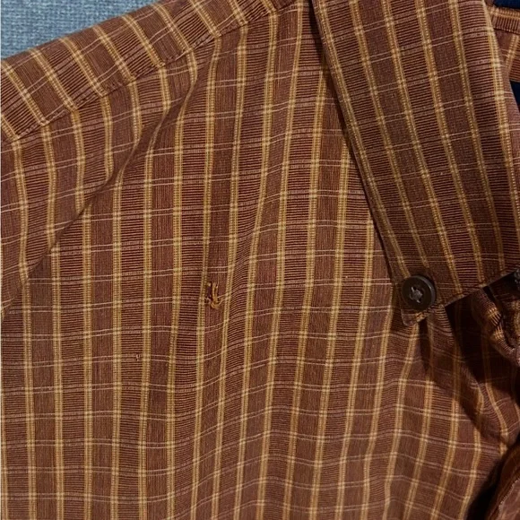 Lucchese 1883 Men’s Button Down Shirt Large Burnt Orange Long Sleeve - Picture 8 of 9